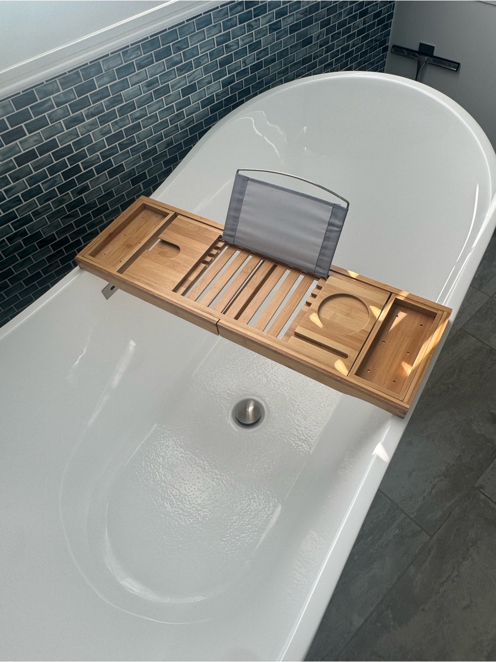 Bamboo Bathtub Caddy Tray with Book/Tablet Rest